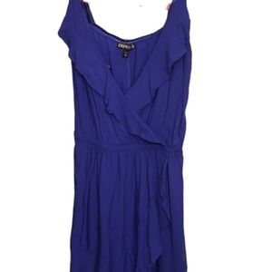 Express X-Small purple / violet adjustable faux wrap mini dress super cute